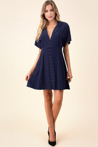 Button Up Collared Mini Dress - Raw Fashion  , Dresses, button-up-collared-mini-dress, Button Up, Collared, Shirt, Womens women's clothing modern style unique canada order online