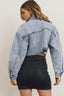 Oversized Cropped Jean Jacket - Raw Fashion  , Tops, oversized-cropped-jean-jacket, Coat, Jeans, Outerwear, Womens women's clothing modern style unique canada order online